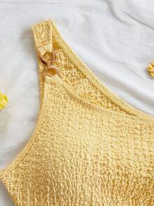 Soleia Áo hai dây nữ mùa hè màu be dệt kim jacquard, kiểu dáng lệch vai, ôm sát, xẻ tà, có dây rút và nhún bèo, thích hợp cho tiệc tùng, hẹn hò, ngày Valentine, lễ Phục sinh, lễ hội hóa trang, tiệc trà chiều, đi biển, du thuyền, dạo phố, phong cách boho, lãng mạn, họa tiết hoa, kỳ nghỉ, họa tiết hoa. - Màu vàng - Xem 7