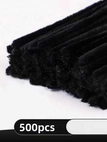 100/200/300/500PCS Black Chenille Stems Bulk Pack Thick Fuzzy Pipe Cleaners Dense Pliable Sticks For DIY Craft Projects School Classroom Creative Decorations Holiday Ornaments - Black - View 11