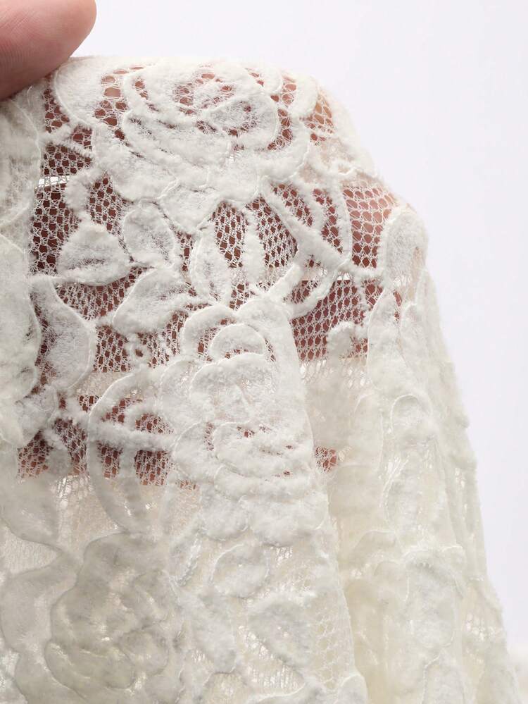 High-End French Fashion Elegant Beaded V-Neck Long Sleeve Faux Fur Lace Mermaid Dress Maxi Dress Sundress
