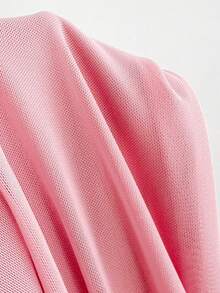 SHEIN EZwear Summer 3D Flower Embellished Ruched Slim Fit Cropped Tube Top And Mini Skirt 2pcs/Set - Pink - View 4