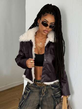 Coolane Vintage Street Style Faux Fur Collar Thickened Jacket For Women, Suitable For Autumn/Winter With Thermal Lining