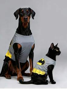 BATMAN X SHEIN 1 件电影卡通图案角色扮演宠物背心，猫衣服，狗衣服，尺码 XXS-XXXXL，特小号，特大号，角色扮演