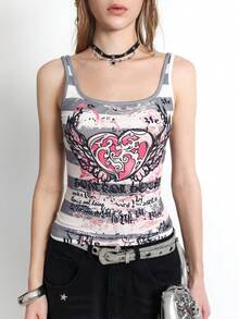 Bloopia Women's Retro Printed Striped Tank Top - Multicolor - View 7