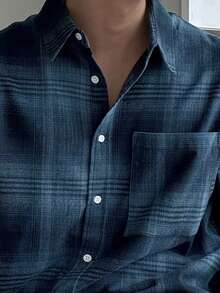 DAZY Men's Blue Striped Shirt, Spring/Autumn - Blue - View 5