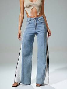 Denimoi 女士简约时尚休闲牛仔裤，适合日常穿着 - 淺色水洗藍 - 查看 5