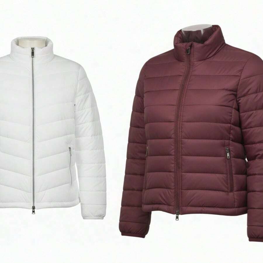 Chamarra Acolchada Ligera BLANCA y CHAMARRA VINO 2PK para Hombre con Estilo Urbano, Diseño Moderno y Corte Casual, Abrigo de Moda para Clima Frío Ligero con Acabado Premium y Confort Diario - BLANCO - Ver 1