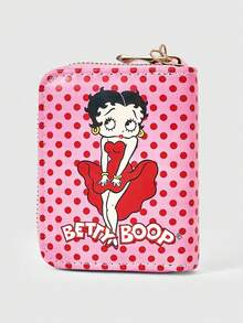 Betty Boop | ROMWE 1pc Rainbow & Cartoon Cat Print Fashion Short Wallet - Pink - View 3