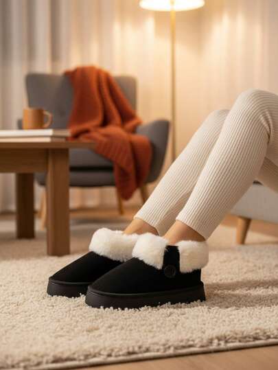 Botas de nieve retro de felpa para mujer 2025 otoño nuevos zapatos de algodón de moda de suela gruesa botas casuales versátiles