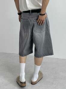 DAZY Men's Washed Distressed Grey Denim Shorts, Summer - Grey - View 6