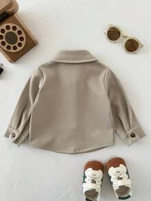 SHEIN Bộ 3 áo thun tay dài cổ bẻ cài nút phía trước có túi ngực cho bé trai - Màu nâu  Mocha - Xem 2