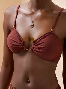Zivah 2026 Vacation Casual Beach Elegant Leisure Brown Bikini Set - Brown - View 6