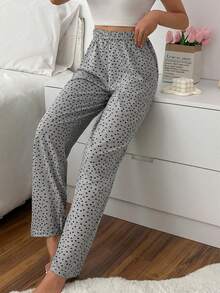EURMUSE Cotton Women 2 Pcs Heart Pattern Comfort Homewear Long Sleep Sets - Multicolor - View 5