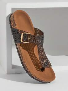 Solezae Dép xỏ ngón đế bằng bằng lưới trong suốt dành cho nữ – Mềm mại và sẵn sàng cho kỳ nghỉ - màu đen - Xem 3