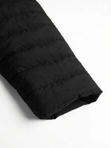 Linhara Women's Black Hooded Color Block Lined Thickened Pocket Zip-Up Padded Coat, Autumn/Winter