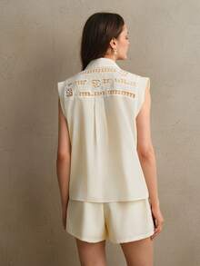 Anewsta 女士奢华复古刺绣蕾丝上衣和短裤套装