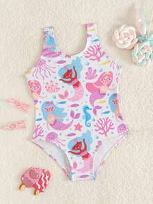 Baby Girls' Holiday Style Printed One-Piece Swimsuit, Suitable For Beach And Pool Fun, Summer Holiday Summer Vacation Thermal Christmas Holiday Festival New Years Valentines Swim Baby Girl Beach Wear Toddler Beach Wear Swimsuit Toddler Girls Toddler Girl Swimsuit Toddler Swimsuit Baby Girl Swimsuit Toddler Swimwear Mermaid Swimsuit Flower Print Bathing Suit Toddler Toddler Girl Mermaid Swimsuit Under The Sea Bathing Suit Toddler Girl Girls One Piece Summer Outfit Swimsuit Baby Girl One Piece Gir Toddler Girl Dinosaur Swimsuit - Pink - View 3