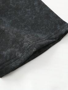 ROMWE MEN 男士天使图案黑色圆领短袖T恤 - 黑色 - 查看 6