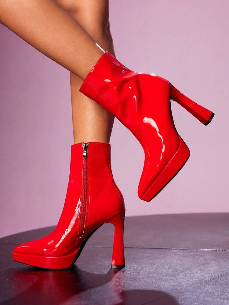 CUCCOO LuxiPop Women Fashion Commuter Pointed Platforms High Heels Ankle Boots