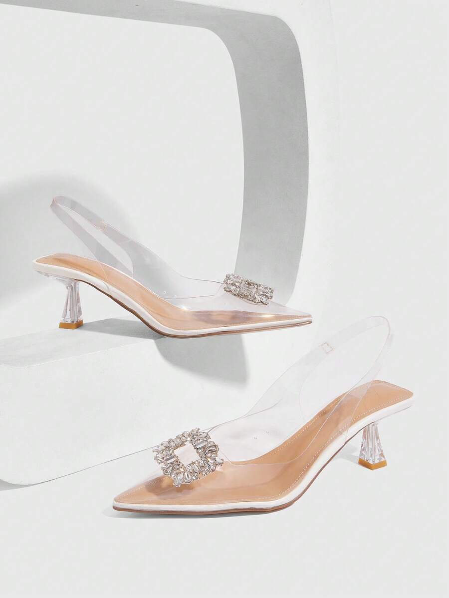 CUCCOO SZL Fashionable Transparent Women Pumps For Party & Holiday - White - View 1