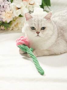 PETSIN 1pc Polyester Material Red Rose Flower, Mute No Squeaker, Interactive Pet Toy Suitable For Cats, Dogs, Daily Use, Wedding Shooting,Valentine's Day Decor & Gift, For Small/Medium Pets - Multicolor - View 15