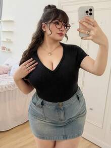 CovetEZ Plus Size Summer Bodysuit - Black - View 4