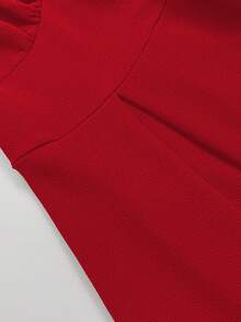 Elenzga Plus Size Women French Casual Elegant Patchwork Long Sleeve Dress, Autumn/Winter Preppy Dress Red Long Sleeve Dress Red Casual Dress French Style Dress Red And White Dress Women - Red - View 7