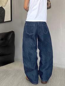 STEELVANCE 男士口袋弯刀宽松休闲牛仔裤 - 中等水洗藍 - 查看 2