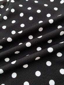 Tween Girls 2pcs Polka Dot Casual Crop Top And Low Waist Shorts Set