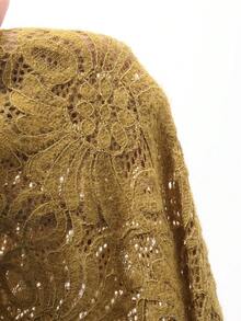 DAZY V-Ausschnitt Jacquard Design geraffter Taille Schlitz Bluse, französischer Chic Stil, figurschmeichelnde Langarm Ausgeh-Top für Frauen - Gelb - Übersicht 7