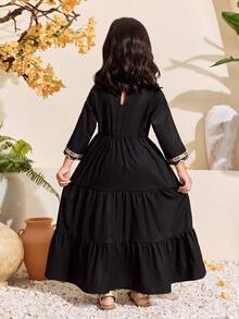 Girls Long-Sleeved Long Dress,Black,Autumn,Family Matching - Multicolor - View 2