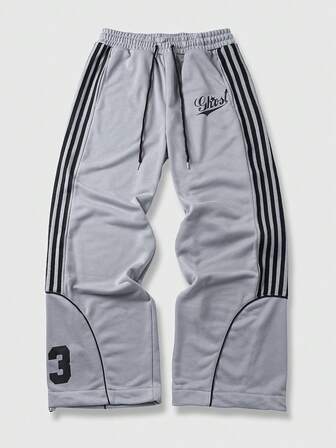 Pantaloni della tuta casual da uomo a vita elastica con coulisse e righe