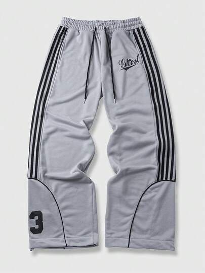 Pantaloni della tuta casual da uomo a vita elastica con coulisse e righe