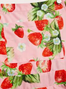 Sweetra 时尚百搭优雅可爱田园草莓印花连衣裙，收腰A字吊带迷你裙，女士 - 彩色 - 查看 6