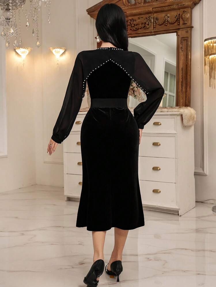 Black High-End Slimming Waist Fitted Dress Prom Dress Valentine's Day