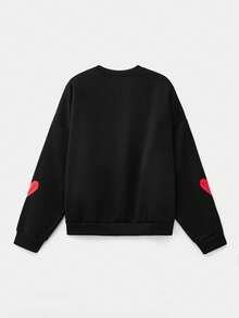 Manfinity VCAY Men's Casual Pullover Sweatshirt, Round Neck, Whole Garment Screen Printing Pattern, Autumn/Winter - Black - View 4