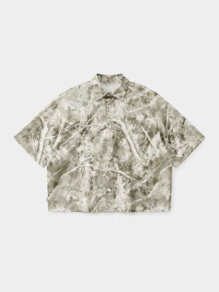 Manfinity Unisex Herren Lässig Kurzarm Tarnhemd, einfach und modisch, geeignet für den Sommer