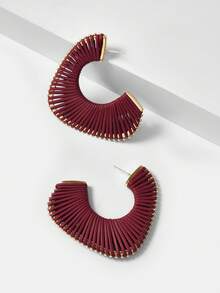 MOTF PREMIUM Bông tai vòng ngoại cỡ, mạ vàng 18K, bọc da PU màu đỏ. - Đỏ - Xem 7