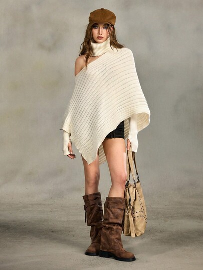 Hippie Cubre con bajo asimétrico vintage del milenio Y2K para mujer, suéter versátil para capas