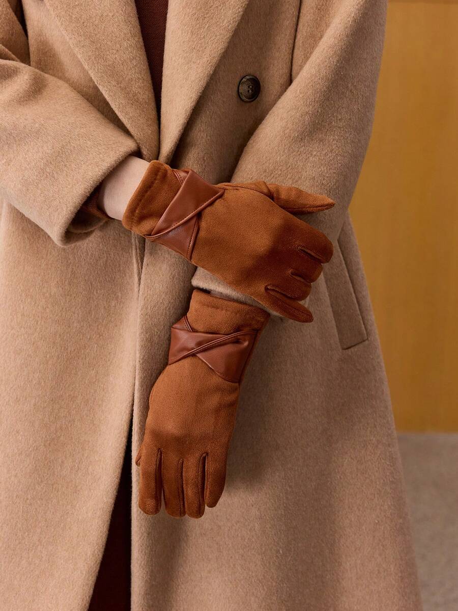 MOTF PREMIUM SUEDETTEN FLEECE-LINED FASHION GLOVES - Coffee Brown - View 2