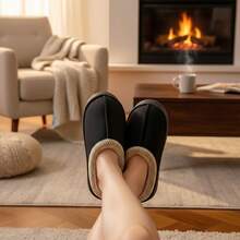 Botas de nieve retro de felpa para mujer 2025 otoño nuevos zapatos de algodón de moda de suela gruesa botas casuales versátiles - Negro - Ver 2