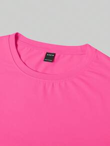 Manfinity Homme Men's Casual Solid Color Round Neck Long Sleeve T-Shirt, Autumn - Pink - View 5