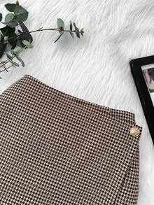 SHEIN Tween Girls Skirts Red Plaid A-Line Mini Skirt, Holiday Party Dress,New Years Outfit,Holiday - Brown - View 3