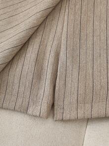 SHEIN Franclia Short rayé décontracté pour femme, convient pour le travail et les déplacements - Kaki - Voir 4