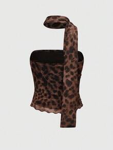 ROMWE J-Fashion Áo tank top hai dây buộc eo họa tiết da báo gợi cảm dành cho nữ cỡ lớn - Nhiều màu - Xem 2