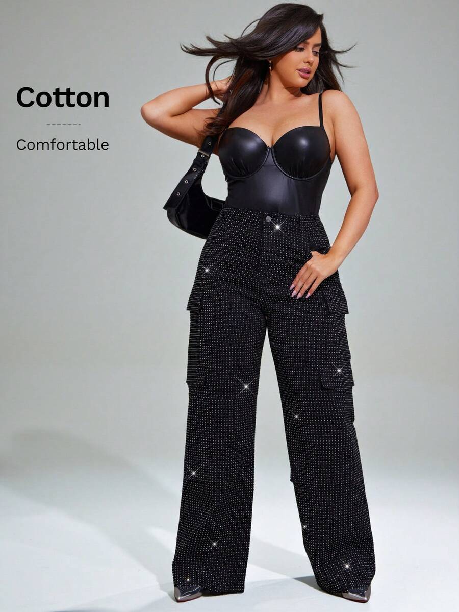 Denimoi Plus Size Simple Fashion Jeans Suitable For Summer - Black - View 1