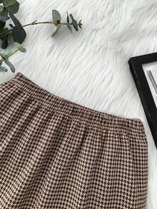 SHEIN Tween Girls Skirts Red Plaid A-Line Mini Skirt, Holiday Party Dress,New Years Outfit,Holiday - Brown - View 6