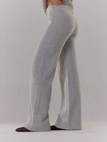 MUSERA 针织阔腿抽绳宽松毛裤，复古乡村风，可爱田园风，返校休闲居家女装，奶油糖色 - 淺灰色 - 查看 4