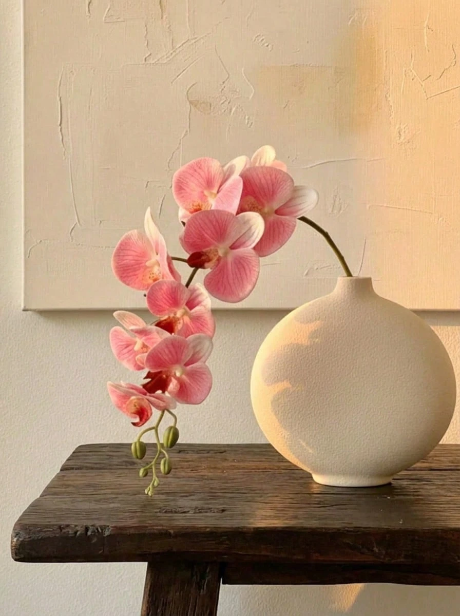 Cirelle 1pc Artificial Orchid Stems Real Touch Latex Phalaenopsis Branches Faux Cymbidium Flowers, Valentine Day, Gift Gifts Birthday Graduation Home Decor Back To School Room Decor School Supplies - Watermelon Pink - View 1