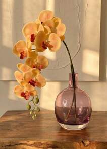 Cirelle 1支人造蝴蝶蘭莖,真實觸感膠乳體蝴蝶蘭枝,假的石斛花 - 黃色 - 查看 1