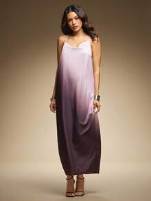 Hauture Women's Sexy Ombre Printed Asymmetric Neckline Drape Back Detail Maxi Dress - Multicolor - View 2